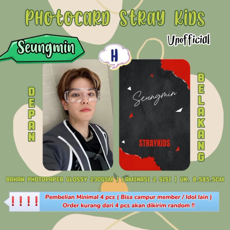 Photocard STRAYKIDS - SEUNGMIN / Photocard Unofficial / Photocard  SEUNGMIN STRAYKIDS / PC SEUNGMIN 