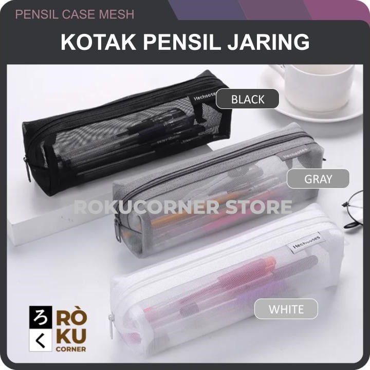

Kotak Tempat Pensil Pouch Alat Tulis Kosmetik Travel Jaring Transparan