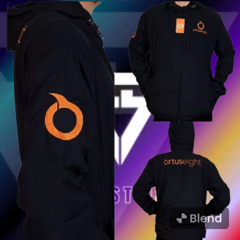 jaket Parasut Ortuseight Hitam running sport original olahraga outdoor pria & wanita