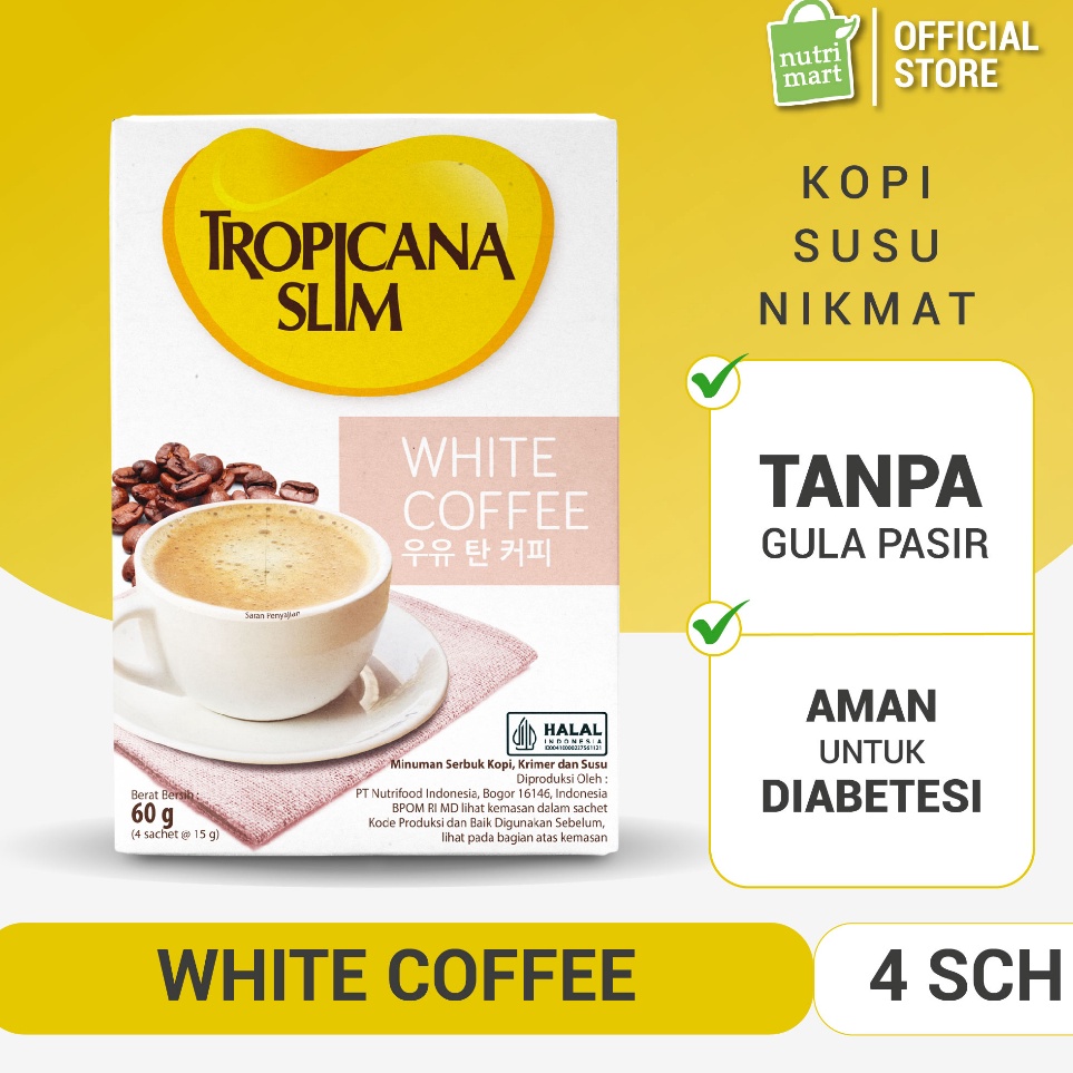 

XVTJ5427 PALING AMPUH Tropicana Slim White Coffee 4 Sachet Kopi Susu Nikmat Tanpa Gula Pasir