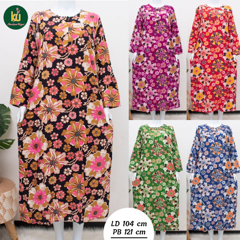 COD Longdress Panjang 19 KUM Kencana Ungu Label Merah Motif Bunga Terbaru - Daster Ibu Menyusui Panj