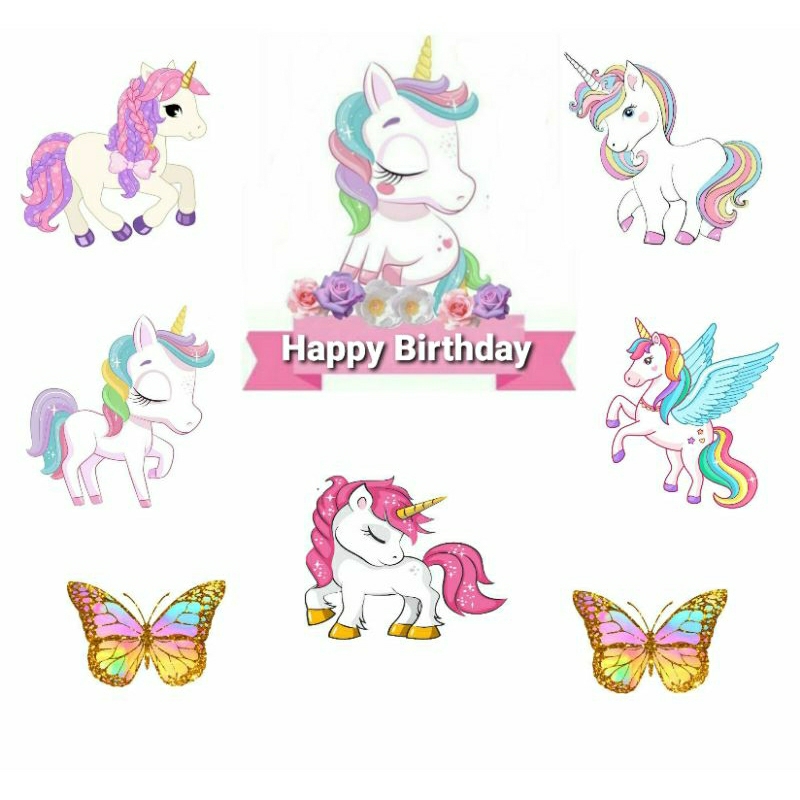 Topper Cake/Cupcake, Hiasan Kue Ulang Tahun, Motif Unicorn