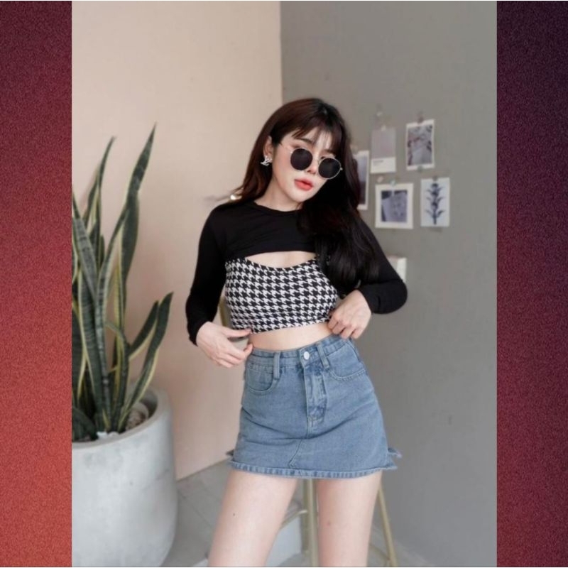 SC-6259 Kaos Crop Top Import BKK - Baju Kiky | Atasan Wanita Crop Baju Kaos Wanita Baju Crop Top Baj