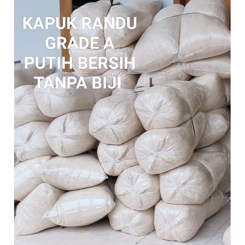 1 KG Kapuk randu asli murni bersih putih tanpa biji kualitas terbaik grade A untuk isian bantal bone
