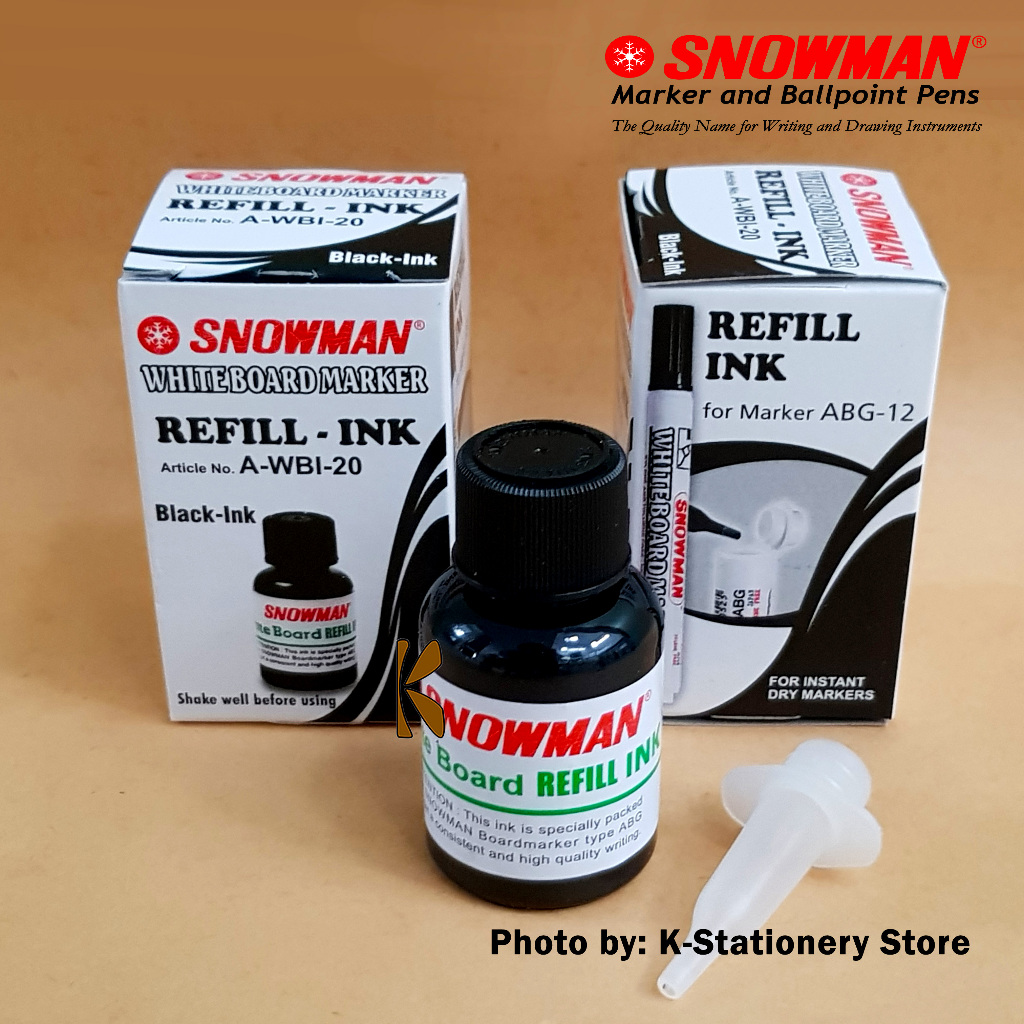 

Tinta Isi Ulang / Refill Spidol Papan Tulis Snowman AWBI-20 – Original Ink – Hitam / Biru / Merah