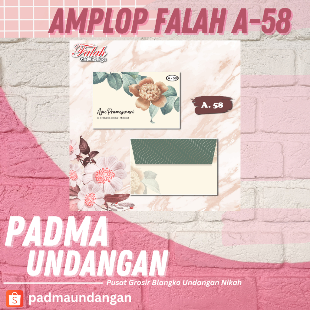 

Amplop Falah A-58 | Pusat Grosir Blangko | PadmaUndangan
