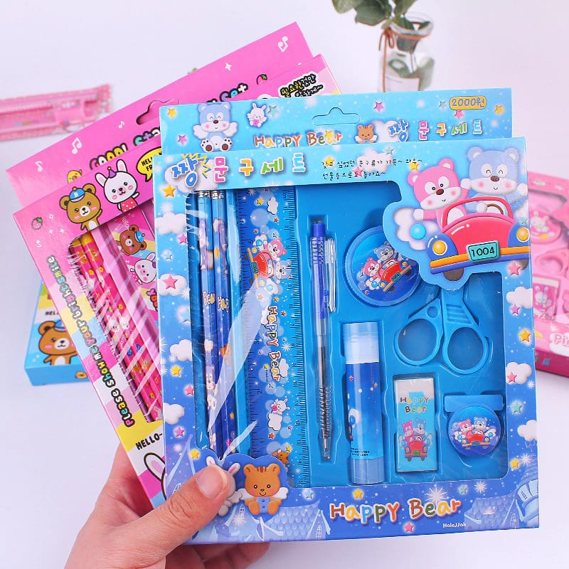 

( zwq ) AT003 Set Stationery Anak Alat Tulis 9 IN 1 / Pensil Set Alat Tulis Perlengkapan Sekolah / Alat Tulis Set 9in1 Hadiah Souvenir Anak