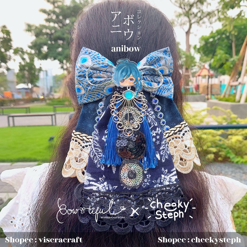 Anibow Kaeya 3 Genshin Impact Bow Jepit Rambut Aksesoris Cosplay Hairpiece Headpiece