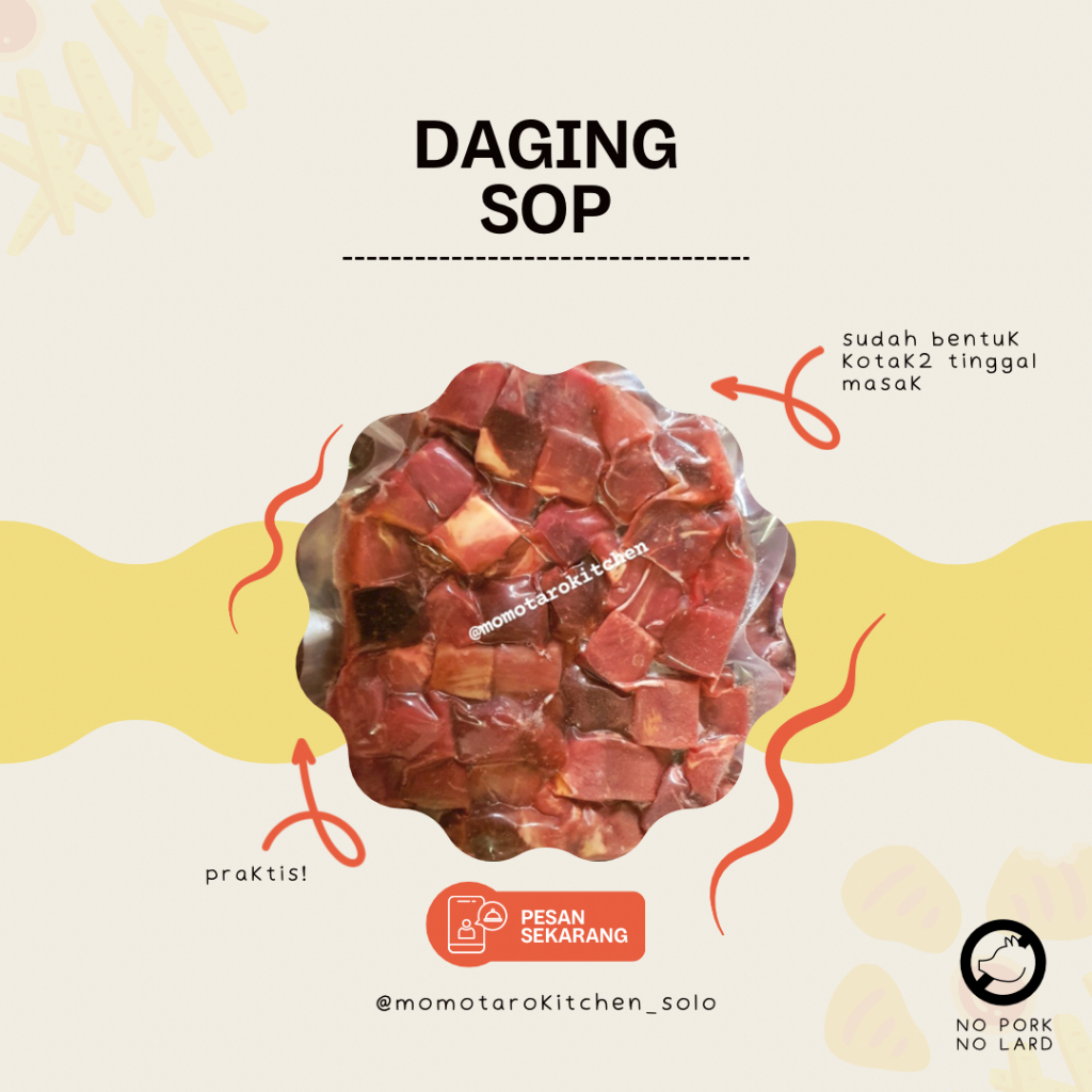 

Momotaro Daging Sop 250g / Daging Sapi Potong Dadu / Daging Sapi Segar