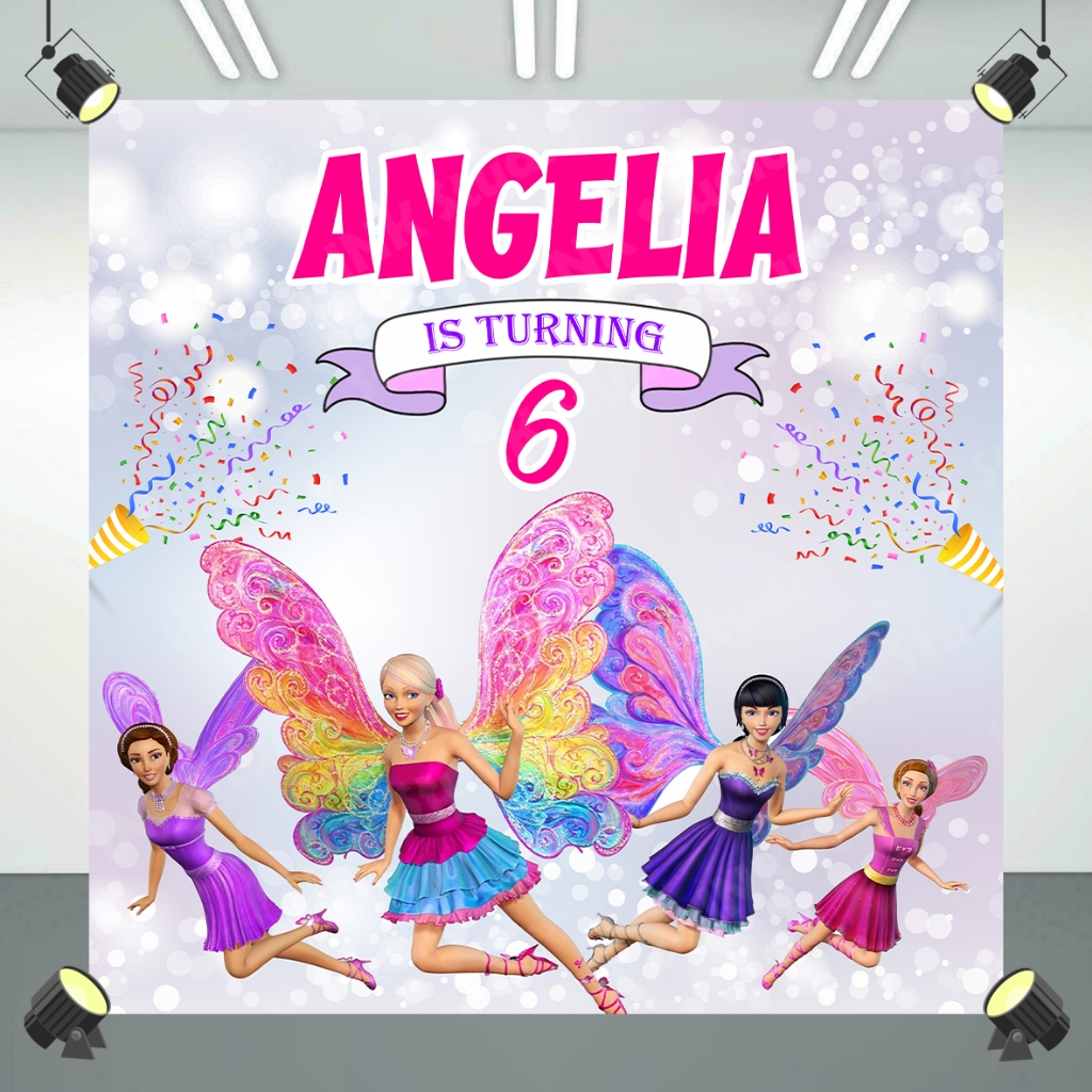 Fairy Barbie Princess Peri Kupu Kupu - Banner Flexi Ulang Tahun / Background Birthday Party / Hiasan