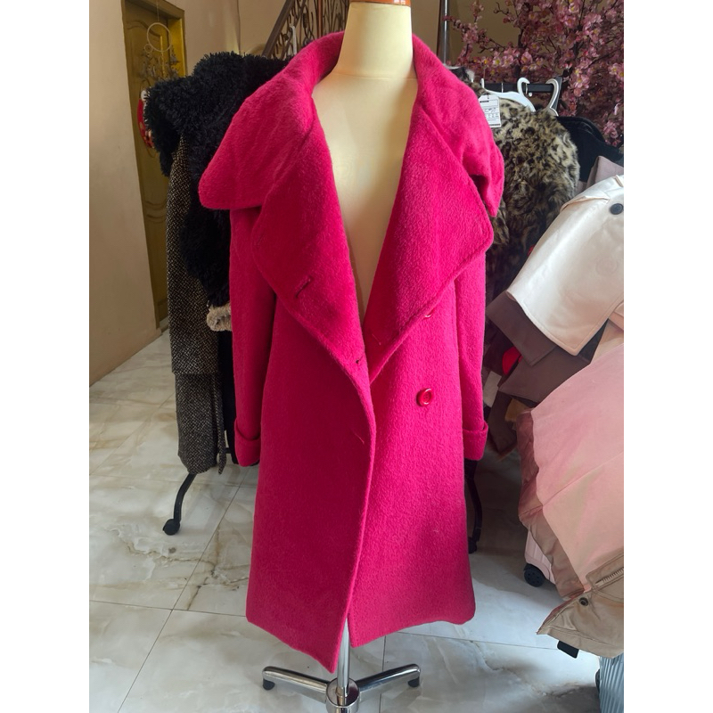 Long Coat Winter Wool Alpaca Fuschia