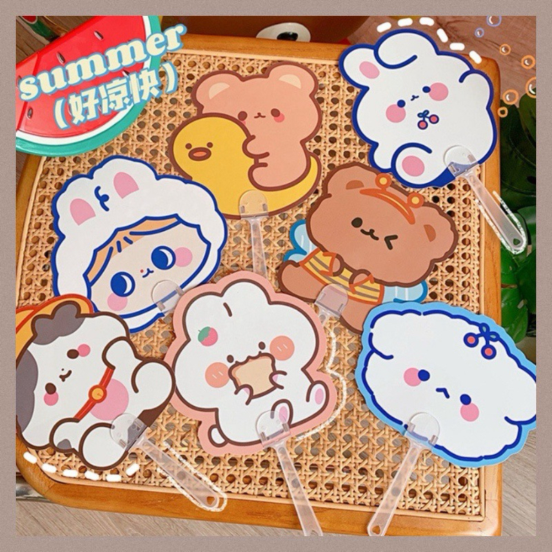 Kipas Gagang Kipas Lucu Motif Cartoon Aesthetic Kipas Tangan