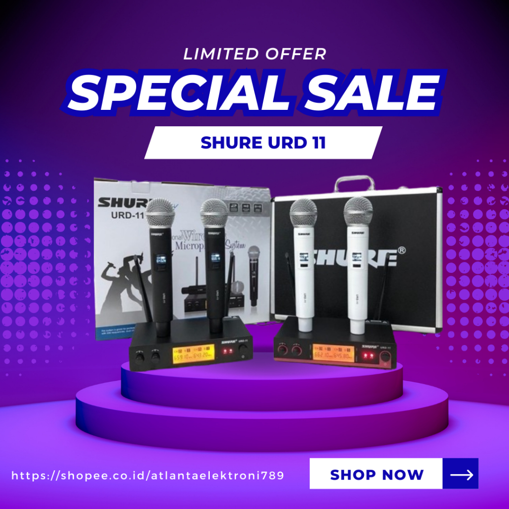 MIC WIRELESS SHURE URD 11 / URD-11 / URD11 UHF FREQUENCY JARAK 40 METER RESMI SHURE