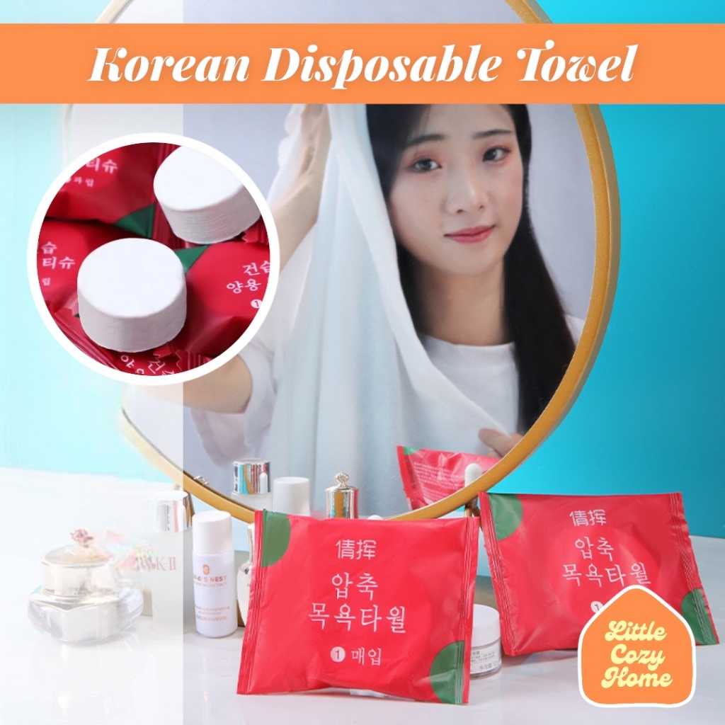 Korean Disposable Travel Towel Handuk Mandi Muka / Sekali Pakai Tablet Mini Kompress Tissue Handuk Portable / Ukuran Besar Lap Mengembang Ukuran 70 140 cm Compressed