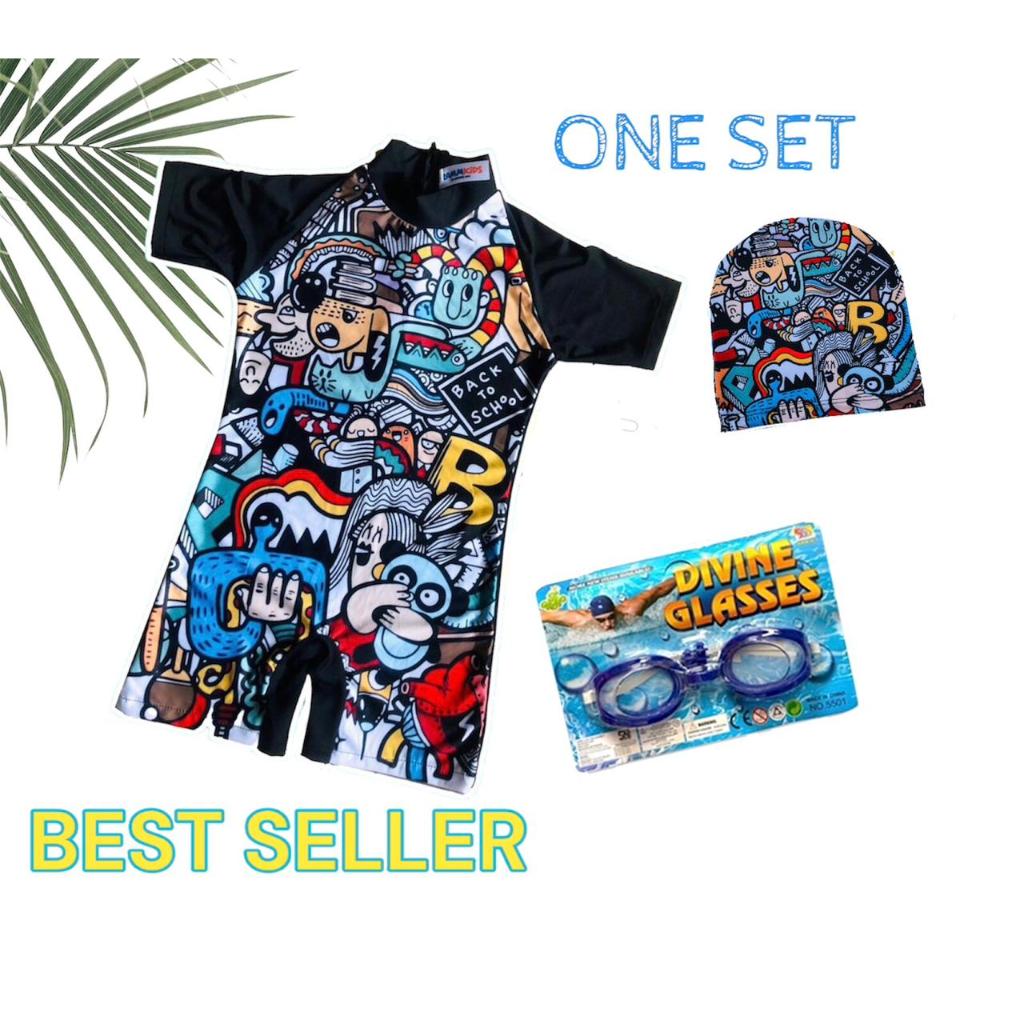 Baju renang anak laki laki 1-12 tahun satu set