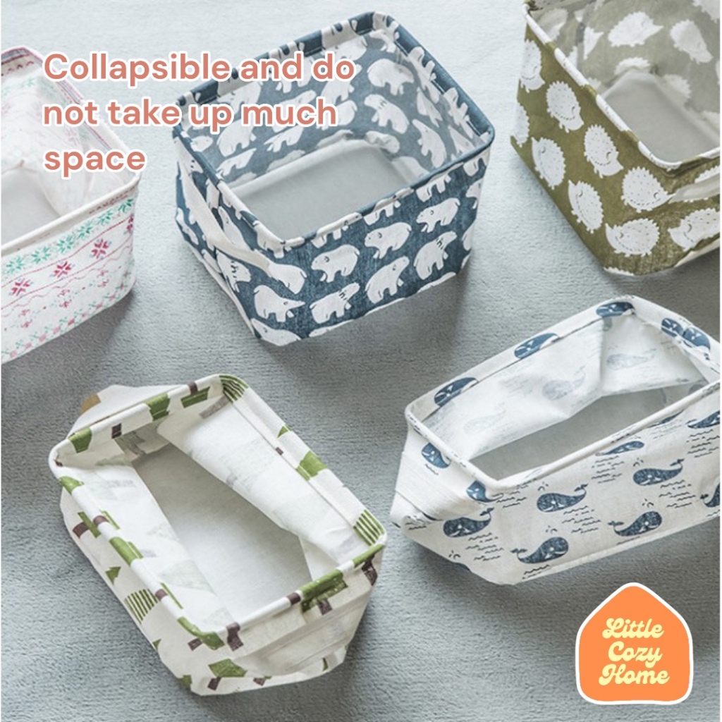 Scandi Fabric Storage Box Desktop Organizer / Keranjang Multifungsi Organizer Serbaguna Pakaian Alat Tulis box kotak penyimpanan kosmetik motif lucu meja kantor belajar kerja