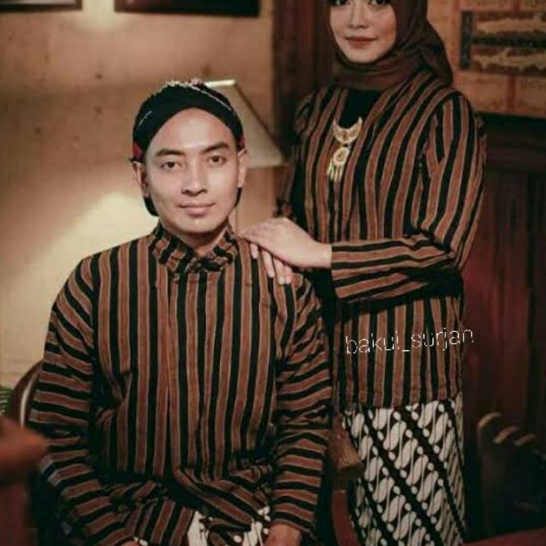 ART I8O Baju Lurik Jawa Pria wanita  Sorjan Lurik Pria Wanita Bonus Blangkon  Baju Adat Jawa Khas Jo