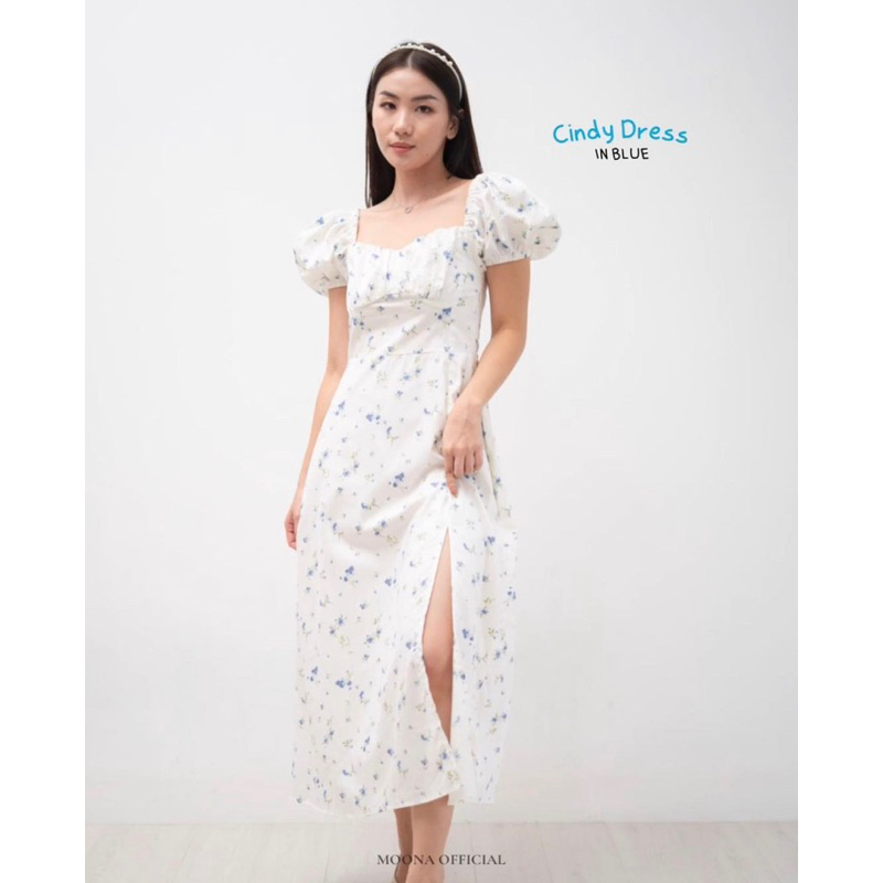 moonaa.official dress floral dress floral midi dress milkmaid puff dress
