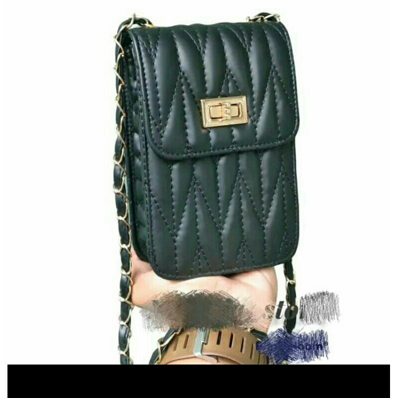 tas hp/ tas tali anyam/tali tali rantai/ tas hitam/ tas Selempang