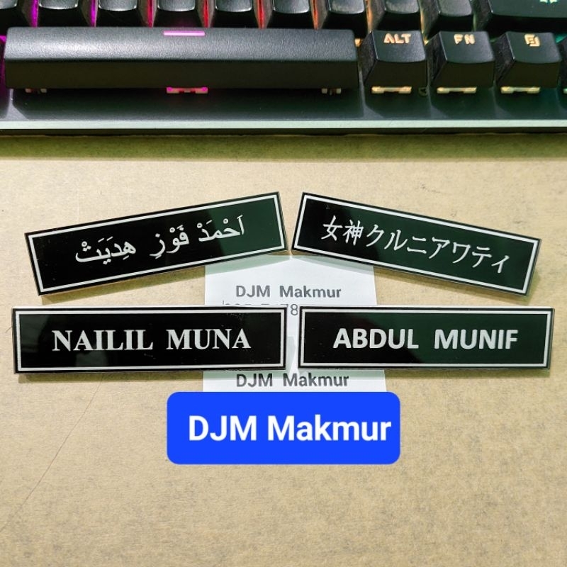 

name tag grafir, nama dada akrilik grafir dua lapis