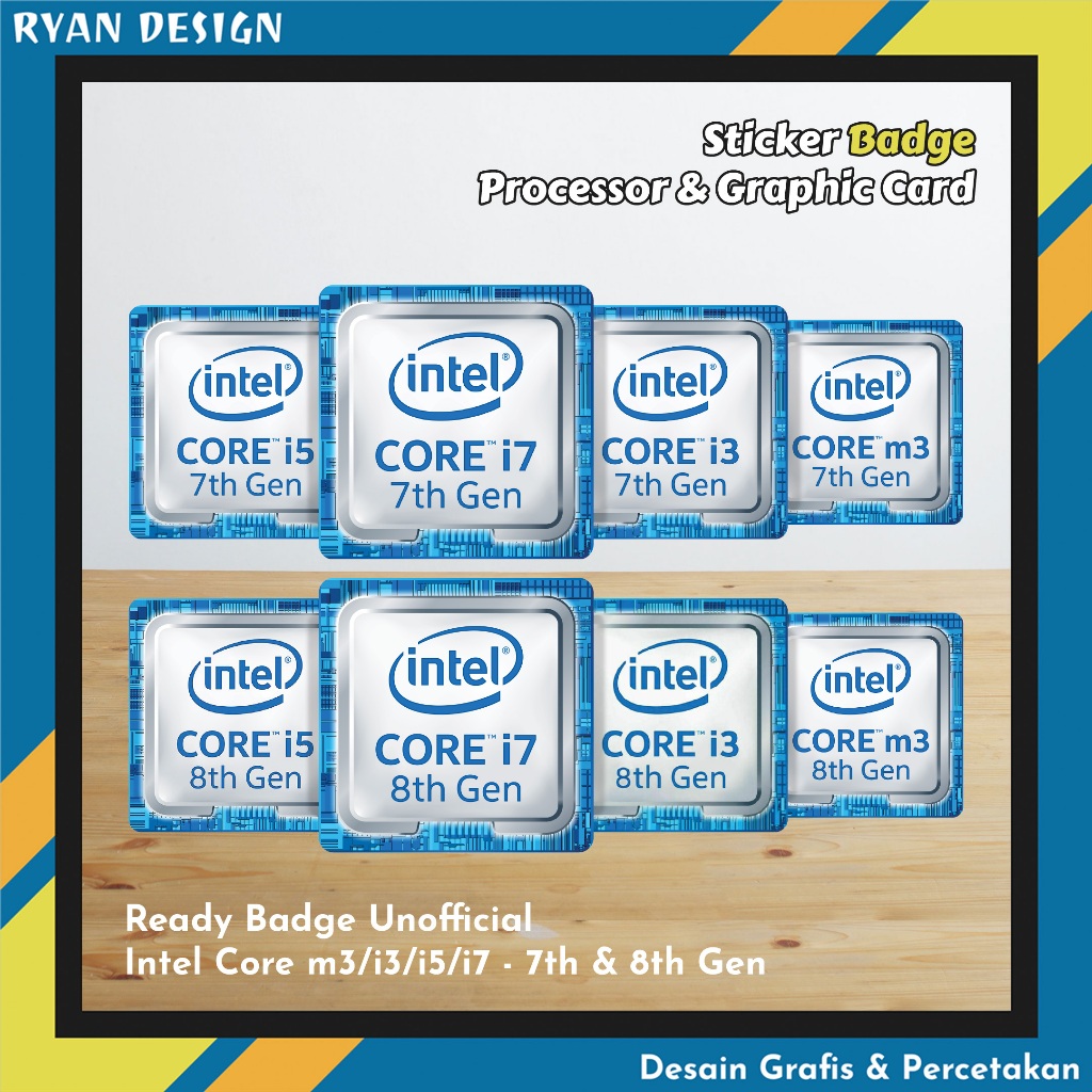 Stiker Badge Logo Intel Core m3 i3 i5 i7 Gen 7 Gen 8 Sticker Logo Processor
