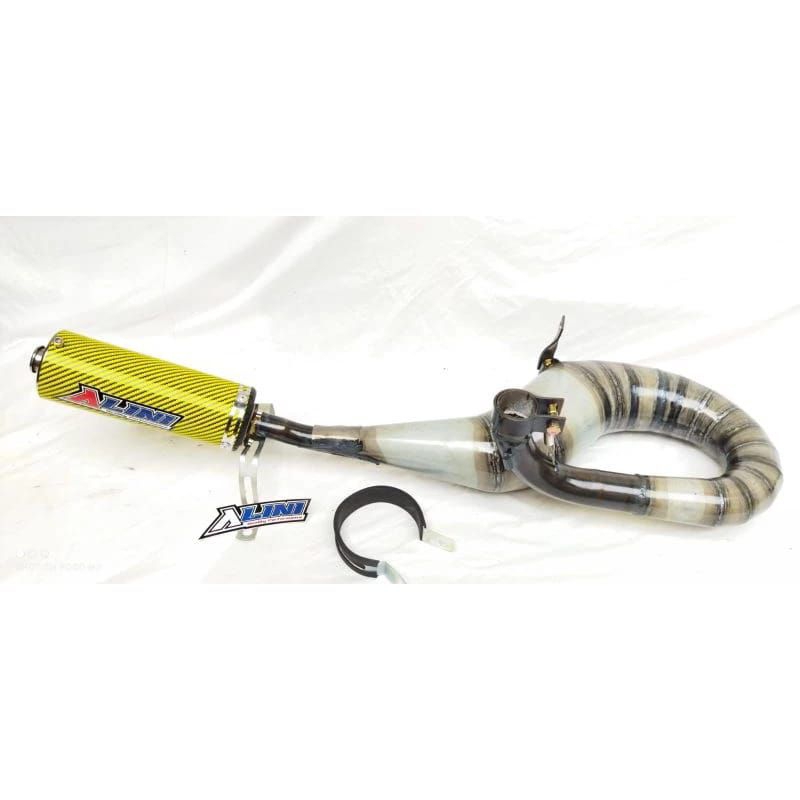 Knalpot Vespa Standar Racing Buang Kanan Big YELLOW Galvanis