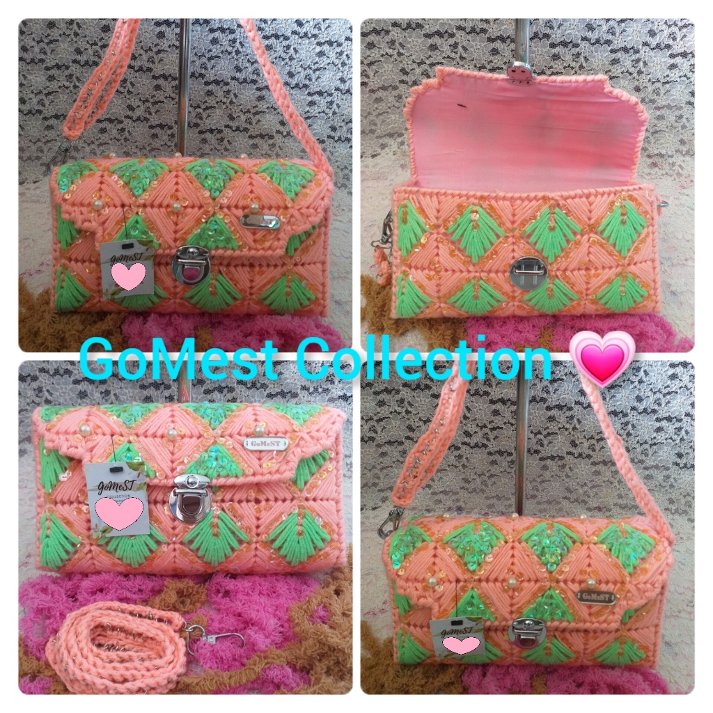 [GoMeST] Tas Rajut Handmade Wanita : Tas Pesta Warna Salem Hijau