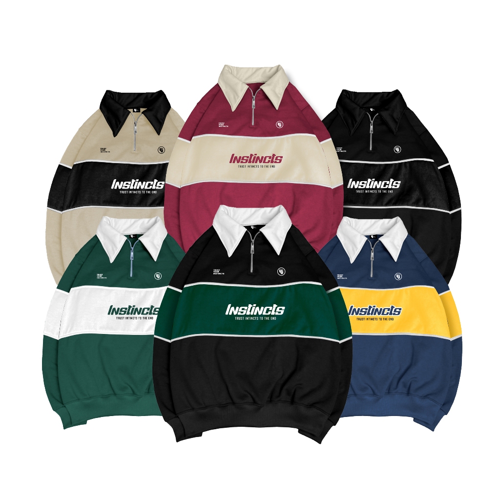 Yui Halfzip Sweater Rugby Kombinasi