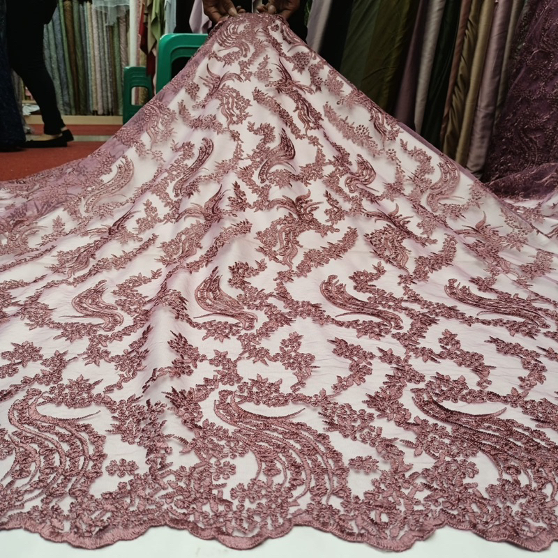 (COD) TERMURAH  Kain Tulle Bordir Merak | Bahan Kebaya Terbaru | Bordir Tebal | Kebaya Mewah