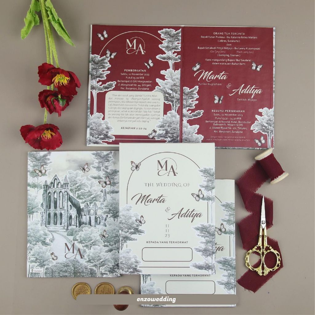 Undangan Hardcover Lipat 2 Premium Laminasi Doff