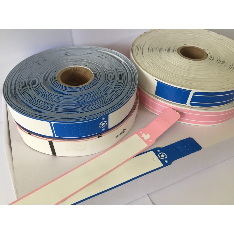 GELANG PASIEN DEWASA "PEREKAT" DIRECT THERMAL BIRU PINK