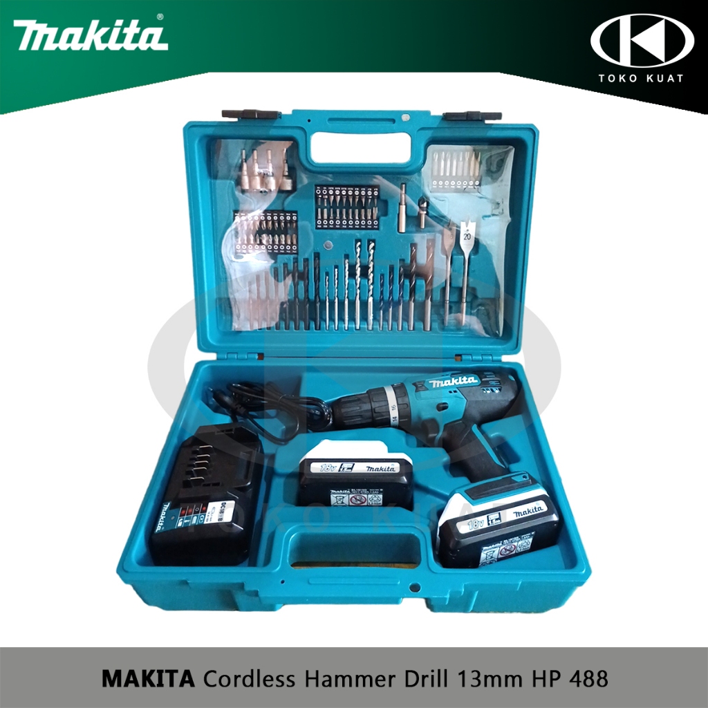 Cordless Hammer Drill 13mm MAKITA HP 488 Bor Tangan Bisa Beton
