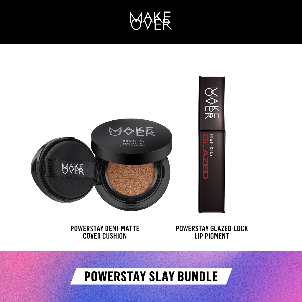 [HEMAT 100K] Make Over Glazed Lock + Powerstay Cushion: The Flawless Bundle  - Paket Lips dan Cushion