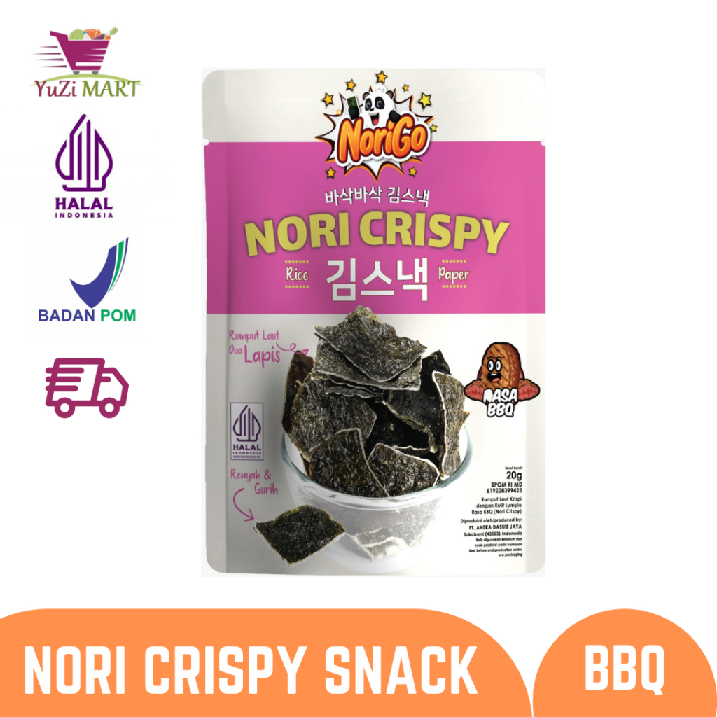 

Nori Crispy Seaweed Snack / Seaweed Crisps Snack Norigo Korean Snack 20g - BBQ