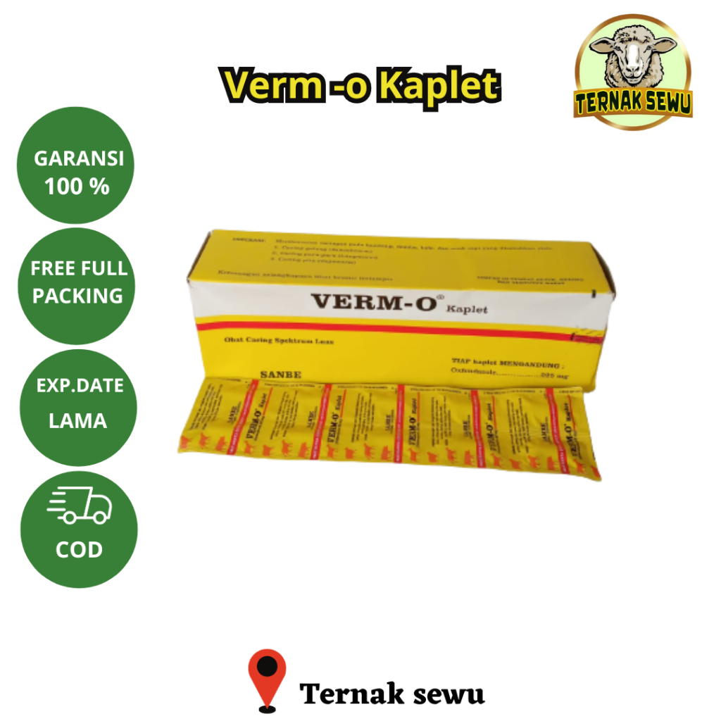 Verm O Kaplet Obat Cacing Kambing, Domba, Ternak