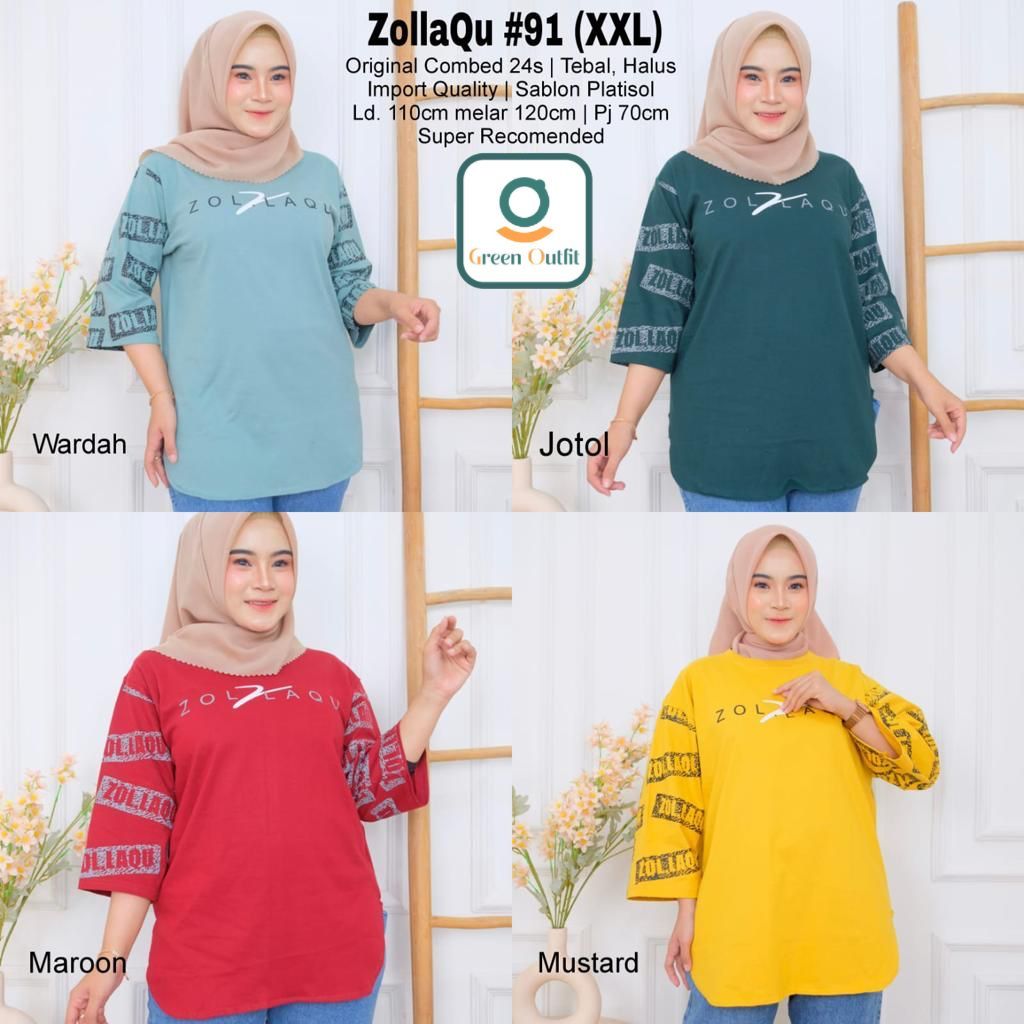 zolaqu#99 kaos jumbo ld 110 blouse bluss blus bluse baju atasan katun wanita perempuan cewek remaja 