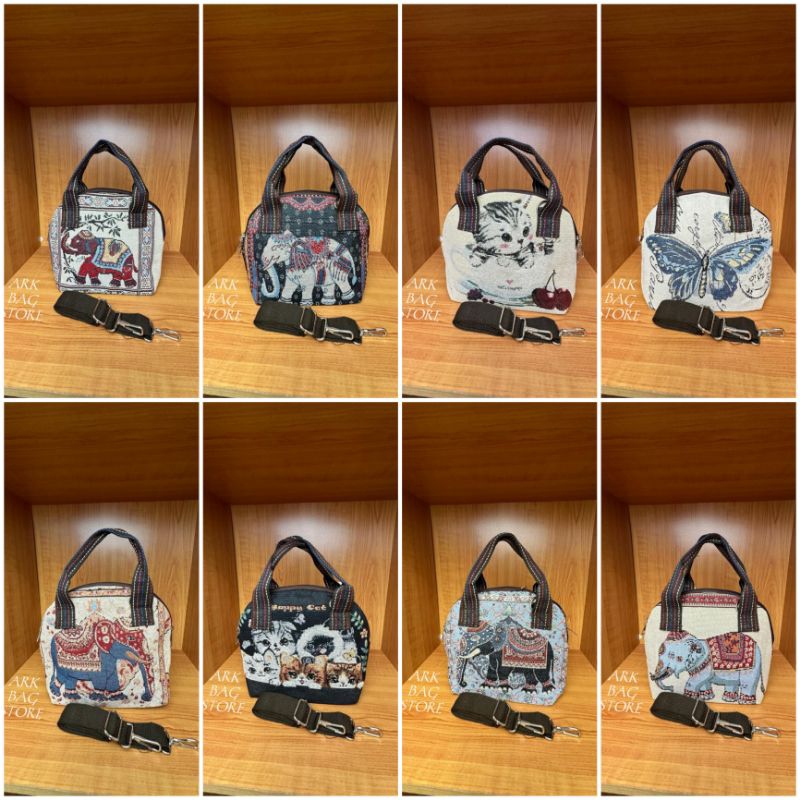 Tas jinjing mini thailand / tas gajah owl bangkok / Hand bag kanvas bangkok thailand