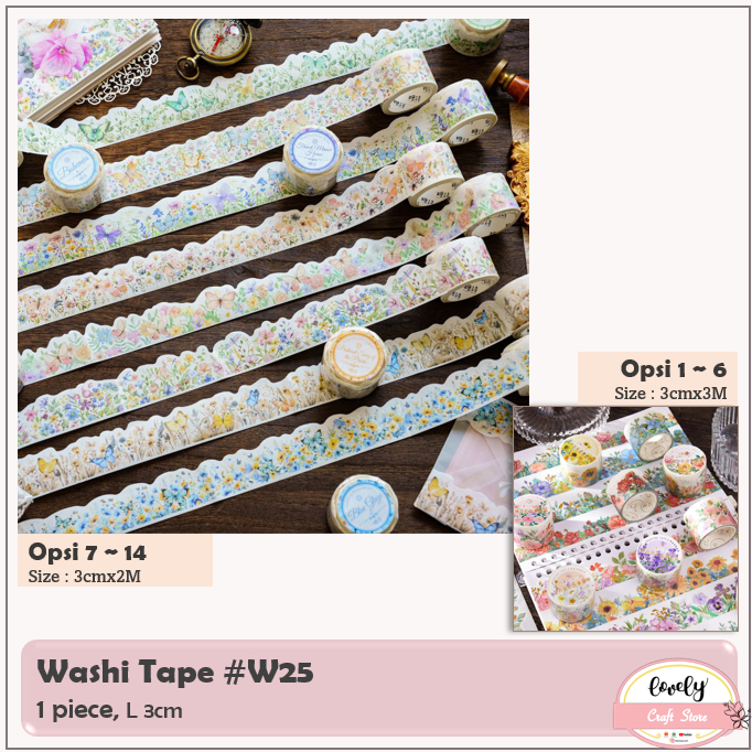 

LovelyCraftStore | W25 Washi Tape 3cm Retro Vintage Flower Masking Tape Selotip Kertas Selotip Jepang Art Deco Journal Sticker Bunga