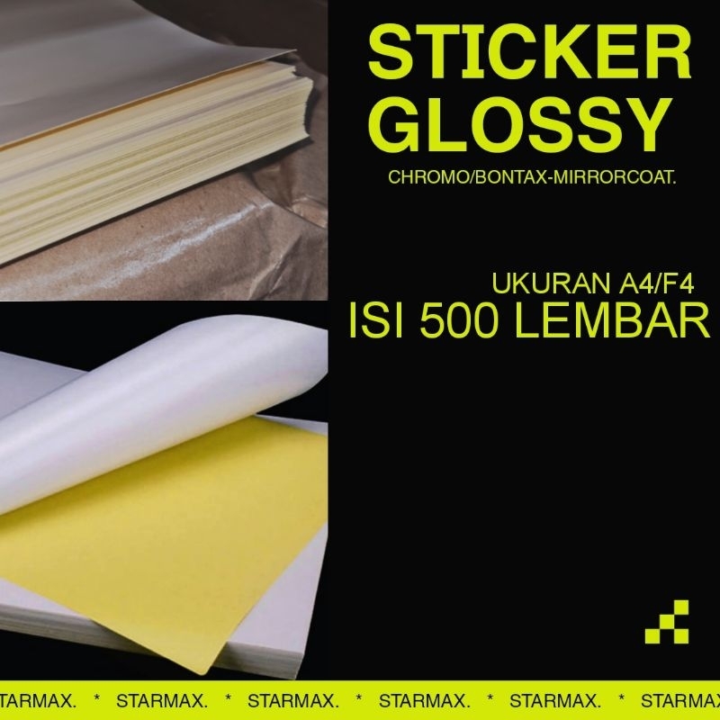 

500 LEMBAR | Sticker Glossy Chromo Bontax Mirrorcoat Camel Original ukuran A4 / F4 | per pack isi 500 lbr