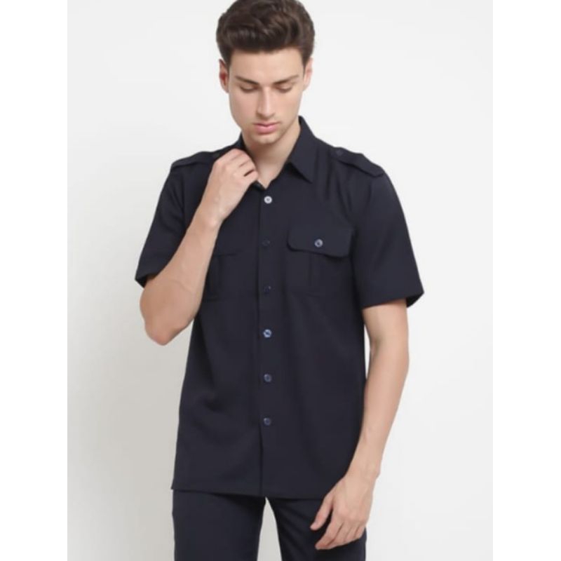 Safari pdh navy pria /seragam guru pria /pdh Dongker premium