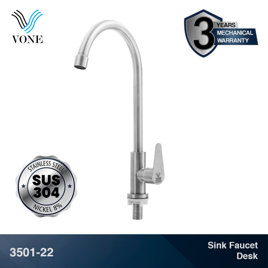 VONE 3501-22 Keran Kran Air Angsa Sink Cuci Piring Dapur Stainless