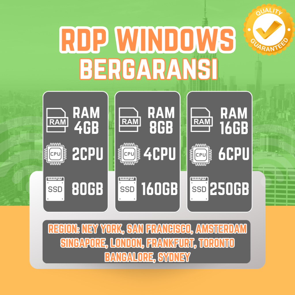 Rdp Vps Windows Ram 4GB 8GB 16GB Emulator Bulanan Full Garansi 1 Bulan
