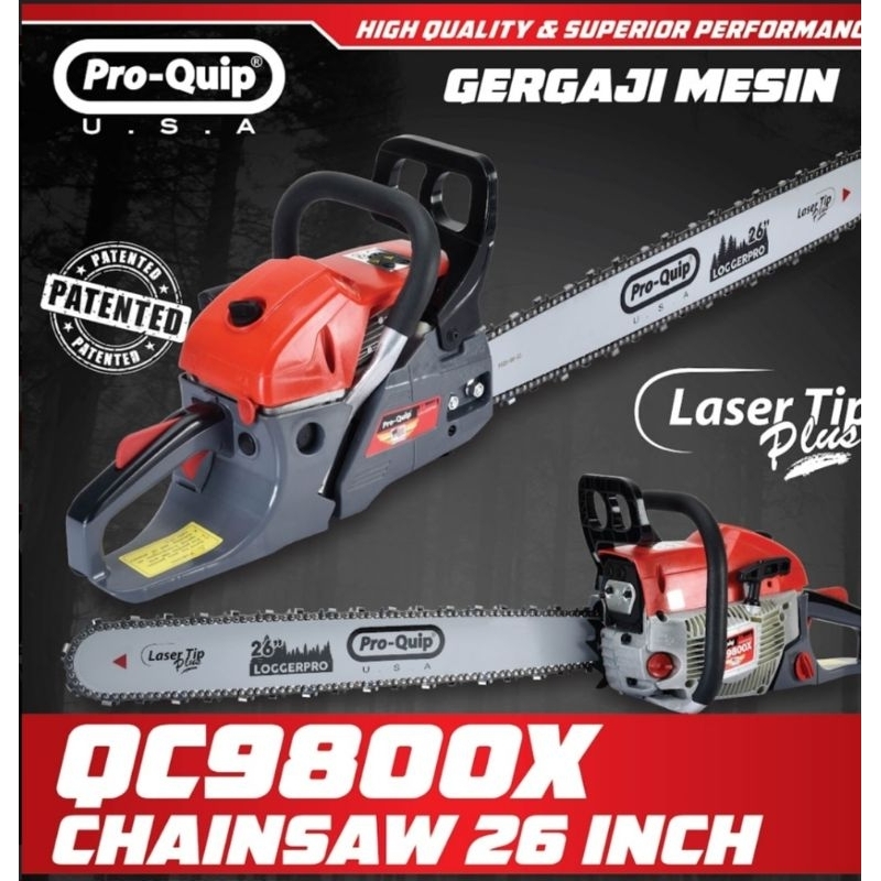 Mesin Chainsaw || Potong Kayu Bar 26 Inchi Proquip QC-9800X