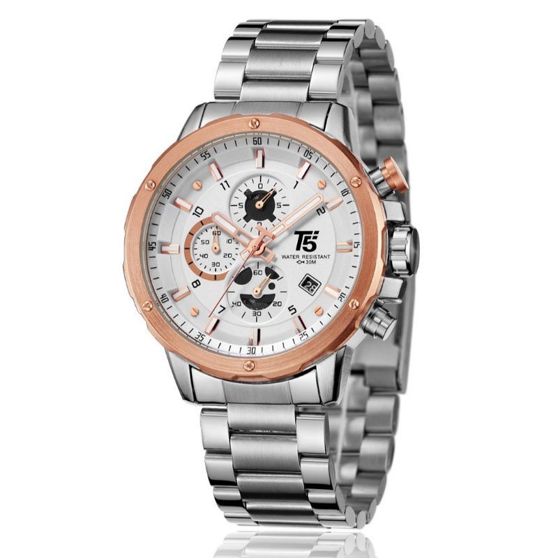 [COD] Jam Tangan Analog Pria Sporty Chronograph Water Resistant T5 H 3588 Original