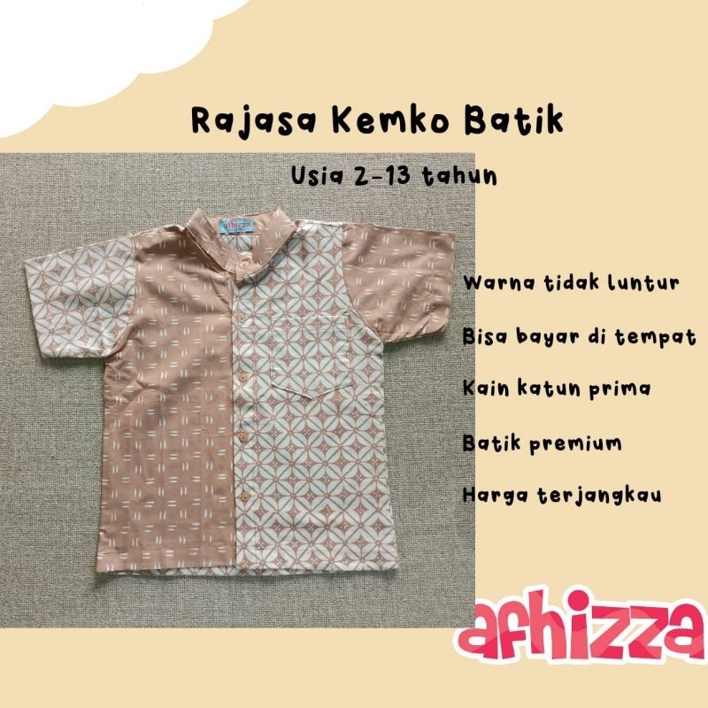 Rajasa Kemko Kemeja Batik Anak Laki-laki Lengan Pendek Warna Coksu Baju Batik Anak Cowok Kondangan S