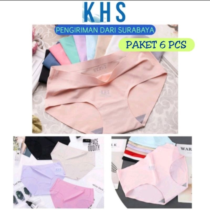 6 Pc Celana Dalam Wanita Seamless Tanpa Jahitan CD Anti Nyeplak Jumbo
