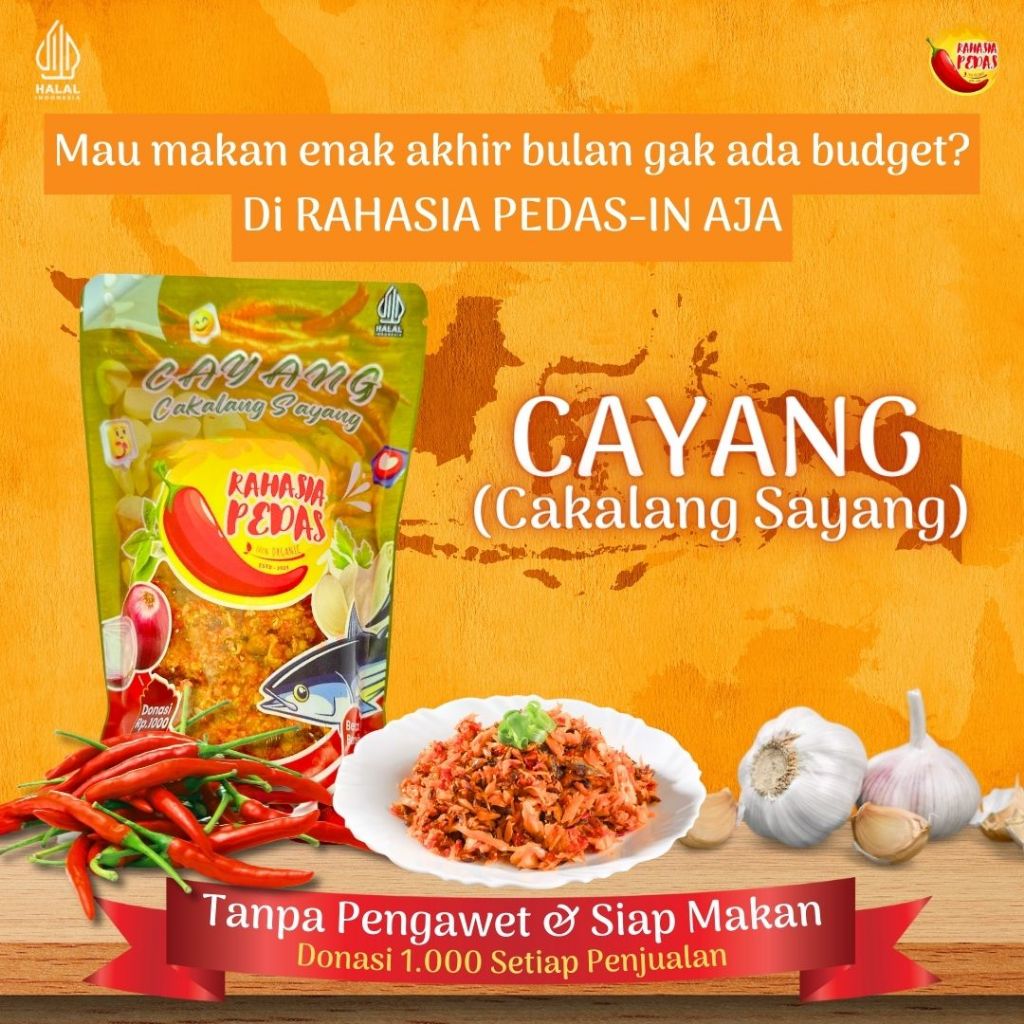 

Rahasia Pedas Sambal Sambel Cakalang Sayang Cayang Asap Suwir Lauk makan Pedas Enak Halal Original Pouch 250gr