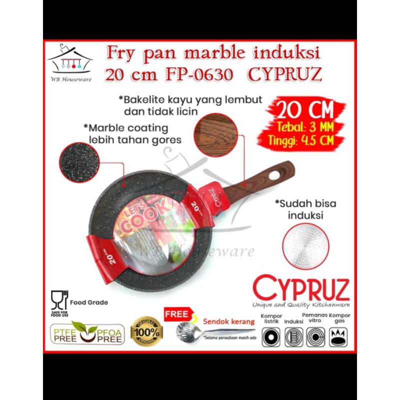 CYPRUZ grey marble series fry pan 20 cm