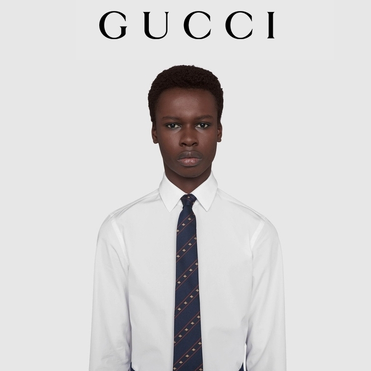 GUCCI Bee Ribbon Silk Men's Tie