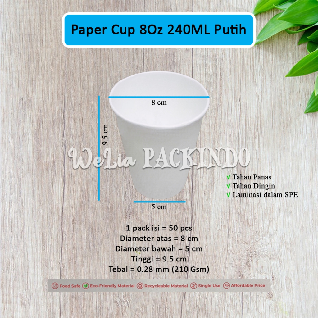 Paper Cup 8Oz Motif Putih & Drink / Gelas Kertas / Gelas Kopi Espresso Ice Cream Es Krim Tahan Panas